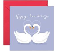 Old English Co. Happy Anniversary Swans Card - Cute Animal Bird Love Card for Him or Her | Husband, Wife, Boyfriend, Girlfriend, Partner | Blank Inside & Envelope Included