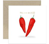 Old English Co. Happy Birthday Card For Men And Women - You Are Hot Stuff - Funny Food Puns - Witty Greeting Cards For Friends - Wife Spouse Boyfriend Husband Girlfriend Birthday Card | Blank Inside