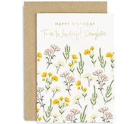 Old English Co. Happy Birthday Card for Wonderful Daughter from Parents - Cute Floral Design with Gold Foil - Colourful Artistic Daughter Birthday Cards | Blank Inside with Envelope
