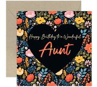 Old English Co. Happy Birthday Cards for Aunt - Pretty Flowers Birthday Card Gift for Aunt - Cute Greeting Card for Her - Gifts For Women Family | Blank Inside