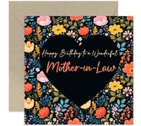 Old English Co. Happy Birthday Cards for Mother-in-Law - Pretty Flowers Birthday Card Gift for Her - Cute Greeting Card for Her - Gifts For Women Family | Blank Inside