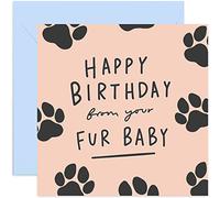 Old English Co. Happy Birthday From Fur Baby Card - Fun Birthday Wishes Greeting Card for Him or Her | From Dog Puppy To Pet Owner | Blank Inside & Envelope Included