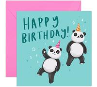 Old English Co. Happy Birthday Panda Card for Boy or Girl - Cute Child Birthday Card with Panda Illustration - Playful Birthday Card for Kids, Niece, Nephew, Godchild | Blank Inside with Envelope