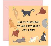 Old English Co. Happy Birthday To My Favourite Cat Lady - Hilarious Birthday Card for Her - Funny Birthday Card For Best Friend, Sister, Mum, Auntie | Blank Inside with Envelope