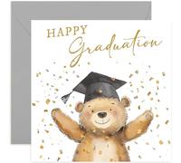 Old English Co. Happy Graduation Card for Daughter or Son - Cute Bear Female Graduation Card - College, University, School Graduation Gifts for Her or Him - Granddaughter Grandson | Blank Inside