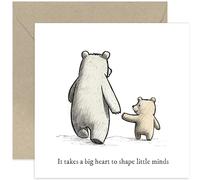 Old English Co. Heartfelt Card for Grandparent - 'Shape Little Minds' Cute Bear Card for Grandad Granma Nana Nanny - Thank You Card - Sentimental Gift | Blank Inside with Envelope