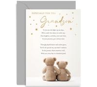 Old English Co. Heartfelt Grandson Birthday Cards - Traditional Birthday Card for Grandson from Grandparents - Special Well Done Day Card for Him - Thank You, Christmas | Blank Inside