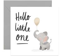 Old English Co. Hello Little One Elephant New Baby Card for Parents - Cute Congratulations for Baby Girl or Baby Boy | Gender Neutral Design fpr New Mummy and Daddy | Blank Inside & Envelope Included