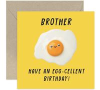 Old English Co. Hilarious Birthday Card for Brother - Whitty Egg Pun Birthday Card for Him from Sister - Egg-Cellent Birthday Card for Brother from Sibling | Blank Inside with Envelope