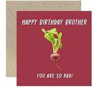 Old English Co. Hilarious Birthday Card for Brother - 'You Are So Rad' Whitty Radish Pun Humour Birthday Card for Him - Card for Brother from Sister Sibling | Blank Inside with Envelope