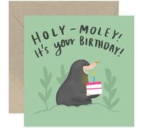 Old English Co. Holy Moley Birthday Card for Him - Humorous Mole Pun Birthday Card for Her and Him | Fun Greeting Card for Men and Women | Blank Inside & Envelope Included