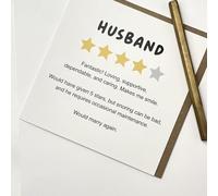 Old English Co. Husband Birthday Card - 'Husband Review' Anniversary Card - Thank You Card for Him - Funny Birthday Cards for Partner - Valentines Cards Gift for Husband from Wife | Blank Inside