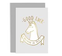 Old English Co. I Believe In You Unicorn Card - Good Luck for Exam, A-Level, GCSE, Graduation, Results Day, University, New Job, Travelling Going to Uni, for Girls & Women | Blank with Envelope
