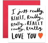 Old English Co. I Really Really Love You Funny Anniversary Card - Bold Red Heart Valentine's Day Card | Joke for Husband, Wife, Boyfriend, Girlfriend | Blank Inside & Envelope Included