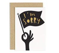 Old English Co. I'm Sorry Flag Card - A6 Greeting Card Gold Foil | Sorry Forgiveness Sympathy Card for Friends and Family | Blank Inside & Envelope Included
