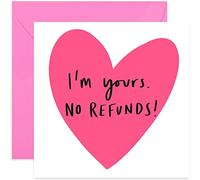 Old English Co. I'm Yours No Refunds Anniversary Card - Funny Joke Romantic Card | For Boyfriend, Girlfriend, Wife, Husband, Partner | Blank Inside & Envelope Included
