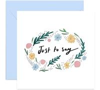 Old English Co. Just To Say Friendship Floral Card - Pastel Floral Berries Greeting Card for Him, Her, Them | Thank You, Get Well, Thinking of You, Sympathy | Blank Inside & Envelope Included