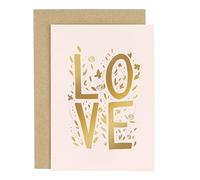 Old English Co. Love Letters Blush Pink Greeting Card - A6 Card | Beautiful Gold Foil card for Valentines Day, Wedding Day, Engagement, Anniversary