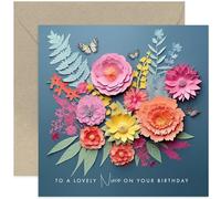 Old English Co. Lovely Niece Birthday Card for Her - Dark Flower Bunch and Butterfly Artwork Birthday Card for Niece from Aunt Auncle - Cute Birthday Card | Blank Inside