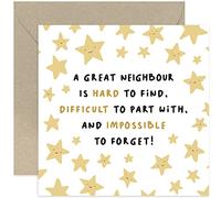 Old English Co. Moving House Card for Neighbours - 'Impossible To Forget' Leaving Card for Him, Her, Them - Good Luck New Home Thank You Card for Neighbour | Blank Inside with Envelope