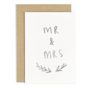 Old English Co. Mr and Mrs Silver Card - A6 Wedding Card for Newly Wed Couple on their Special Day | Engagement, Engaged, Big Day, Bride and Groom | Blank Inside with Envelope