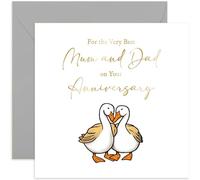 Old English Co. Mum and Dad Anniversary Card - Cute Wedding Anniversary Card for Parents Gift - Duck Geese Design for Them | Blank Inside