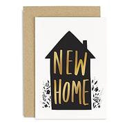 Old English Co. New Home Black Gold House Card - A6 Black Gold Greeting Card | New house, apartment, flat, moving day | Blank with Envelope Inside