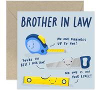 Old English Co. No One Measures Up To You Card for Brother-in-law - Special Birthday Card for Brother in Law - Fun Birthday Greeting Card for Him Men - Fun DIY Tools Pun Card | Blank Inside