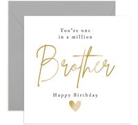 Old English Co. One In a Million Brother Birthday Card for Him - Gold Foil Special Happy Birthday Card for Brother - Male Birthday Card for Men | Blank Inside Envelope