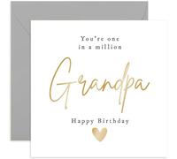 Old English Co. One In a Million Grandpa Birthday Card for Him - Gold Foil Special Happy Birthday Card for Grandpa - Male Birthday Card for Men | Blank Inside Envelope