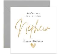Old English Co. One In a Million Nephew Birthday Card for Him - Gold Foil Special Happy Birthday Card for Nephew - Male Birthday Card for Men | Blank Inside Envelope