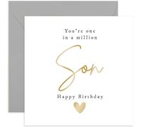 Old English Co. One In a Million Son Birthday Card for Him - Gold Foil Special Happy Birthday Card for Son - Male Birthday Card for Men | Blank Inside Envelope