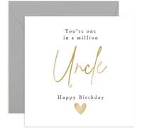 Old English Co. One In a Million Uncle Birthday Card for Him - Gold Foil Special Happy Birthday Card for Uncle - Male Birthday Card for Men | Blank Inside Envelope