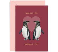 Old English Co. Penguin Wedding Anniversary Card for Husband and Wife - Cute Romantic Valentine's Day Card for Boyfriend Girlfriend Partner - Waddle I Do Without You | Blank Inside with Envelope