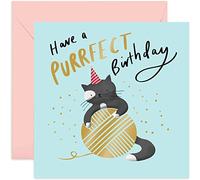 Old English Co. Purrfect Kitten Birthday Card - Funny Cute Cat Pun Greeting Card for Her and Him| Gold Foil Birthday Wishes for Women and Men | Blank Inside & Envelope Included