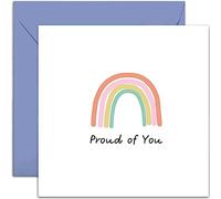 Old English Co. Rainbow Proud Of You Card for Son or Daughter - Proud of You Card for Him or Her - We're Proud of You Card for Kids - Graduation, New Job, University, Back To School | Blank Inside