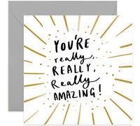 Old English Co. Really Amazing Congratulations Card - Cute Gold Foil Sparkle for Him or Her | Card for Men and Women New Job, New Home, Exams | Blank Inside & Envelope Included