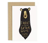 Old English Co. Romantic Anniversary Card Bear Hug, A6 | Funny Greeting Cards for Anniversary, Date Night, I Love You, For Your Boyfriend, Girlfriend, Husband, Wife or Best Friend