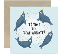 Old English Co. Seal Funny Birthday Card - Humorous Animal Pun Card for Her or Him | Congratulations for New Job, New Home, Passed Exams, Driving Test, Celebration | Blank Inside & Envelope Included