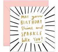 Old English Co. Shine and Sparkle Like You Birthday Card for Her - Black Gold Foil Stylish Greeting Card for Wife, Sister, Niece, Daughter | Birthday Card for Woman | Blank Inside & Envelope Included