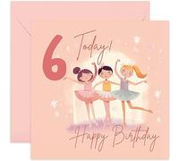 Old English Co. Sixth Birthday Card for Girls - Happy 6th Birthday - Age 6 - Six Years Old - Cute Ballerina Princess Themed Birthday Card for Daughter, Niece, Granddaughter, Goddaughter