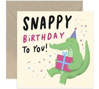 Old English Co. Snappy Birthday Card for Him or Her - Funny Crocodile Birthday Greeting Card for Child or Adult - Playful Pun Party Crocodile Birthday Card for Grandchild | Blank Inside with Envelope