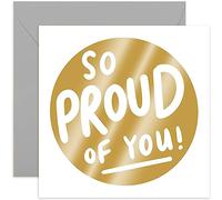 Old English Co. So Proud of You Card for Men and Women - Well Done Exams GCSEs A-Levels Card for Son or Daughter - New Job Card for Him Her - Drivign Exam Card | Blank Inside with Envelope
