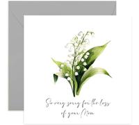 Old English Co. Sorry For Loss of Your Mom Card for Friends - Floral Watercolour Lilies of Valley Flower Condolences Greeting Card - Sypmathy, Sorry For Your Loss Greeting Card | Blank Inside