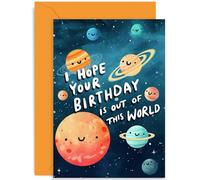 Old English Co. Space Birthday Card for Young Child - Cosmic, Universe, Planets, Solar System Birthday Card for Young Boy or Girl - 1st, 2nd, 3rd, 4th, 5th,6th Birthday | Blank Inside