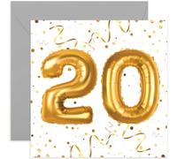 Old English Co. Special 20th Birthday Card for Him or Her - Male or Female 20th Birthday Card - Gold Confetti Balloon Numbers - Happy Birthday Card for Daughter, Son, Sister, Brother | Blank Inside