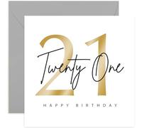 Old English Co. Special 21st Birthday Card for Women and Men - Gold Foil Twenty-First Birthday Card - Milestone Birthday Gift for Him or Her - Son, Daughter, Grandson, Granddaughter | Blank Inside