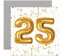 Old English Co. Special 25th Birthday Card for Him or Her - Male or Female 25th Birthday Card - Gold Confetti Balloon Numbers - Happy Birthday Card for Daughter, Son, Sister, Brother | Blank Inside