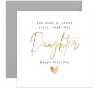 Old English Co. Special Daughter Birthday Card for Her 'Make Us Proud' Cute Birthday Card from Mum, Dad, Parents - Gold Foil Design for Female Birthday Card | Blank Inside Envelope
