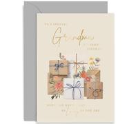 Old English Co. Special Grandma Birthday Card - Modern Birthday Card for Grandma - Floral Pattern Wrapped Gifts Design with Gold Foil - Birthday Gift for Women - Birthday Cards for Her | Blank Inside